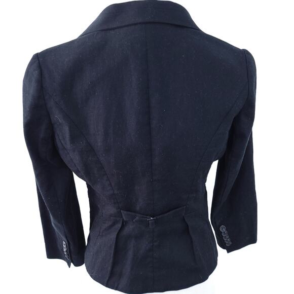 Loft One Button Blazer Linen Blend Black Size 2 Career Casual Work Jacket - Picture 2 of 6